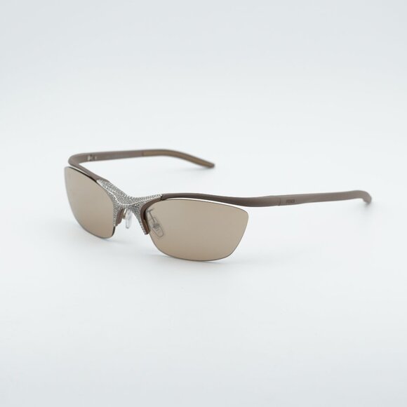 Fendi FE40176U 46G Sunglasses Beige Rimless Cat Eye Frame, Brown Lenses main image 10